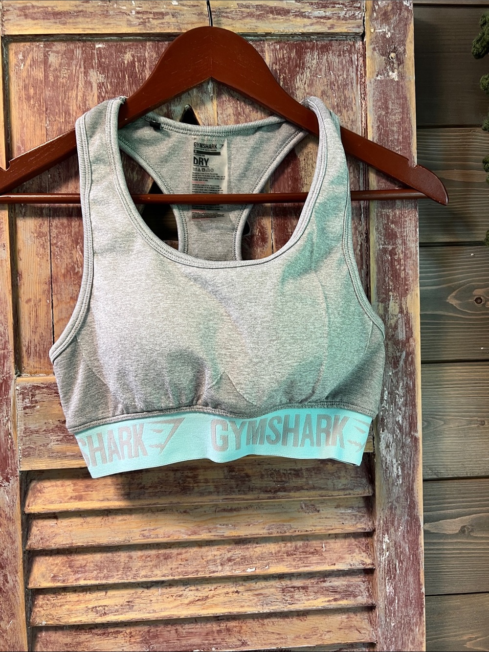 Gymshark Light Grey & Mint Racerback Sports Bra